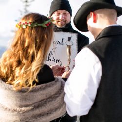 Don't miss the black gown and ski lift ride at this chilly wintry elopement