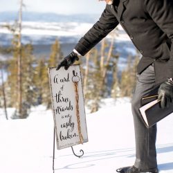 Don't miss the black gown and ski lift ride at this chilly wintry elopement