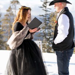 Don't miss the black gown and ski lift ride at this chilly wintry elopement