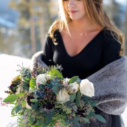 Don't miss the black gown and ski lift ride at this chilly wintry elopement