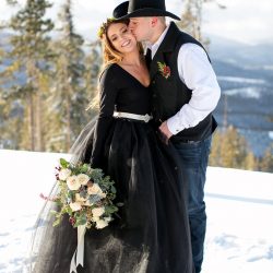 Don't miss the black gown and ski lift ride at this chilly wintry elopement