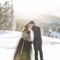 Don't miss the black gown and ski lift ride at this chilly wintry elopement