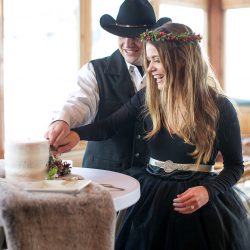 Don't miss the black gown and ski lift ride at this chilly wintry elopement