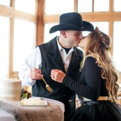 Don't miss the black gown and ski lift ride at this chilly wintry elopement