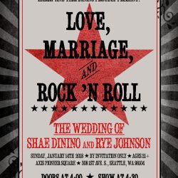 Invite06 - Led Zeppelin, craft beer, and tattoos at this bad-ass rock show-themed wedding Led Zeppelin, craft beer, and tattoos at this bad-ass rock show-themed wedding