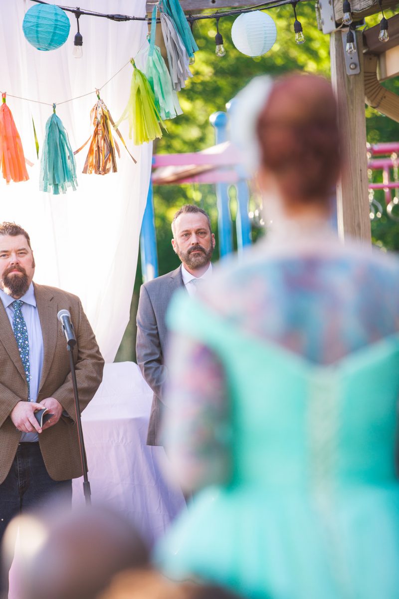 Don't miss the tutu-wearing ring dog at this colorful, retro wedding