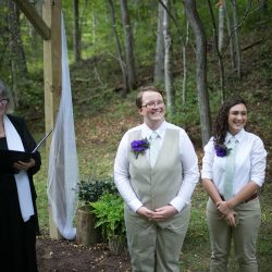Ceremony 0196 - Our hearts warmed upon seeing this homegrown backyard woodland wedding Our hearts warmed upon seeing this homegrown backyard woodland wedding