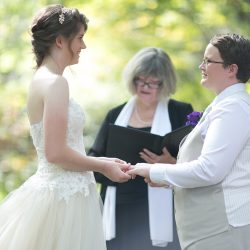 Ceremony 0226 - Our hearts warmed upon seeing this homegrown backyard woodland wedding Our hearts warmed upon seeing this homegrown backyard woodland wedding