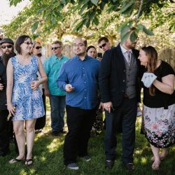 Jonas Seaman OffBeatBride 1037 - A backyard garden party wedding with yard games & cocktail recipe cards A backyard garden party wedding with yard games & cocktail recipe cards