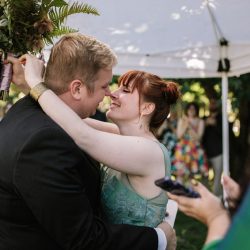 Jonas Seaman OffBeatBride 1043 - A backyard garden party wedding with yard games & cocktail recipe cards A backyard garden party wedding with yard games & cocktail recipe cards