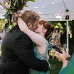 Jonas Seaman OffBeatBride 1044 - A backyard garden party wedding with yard games & cocktail recipe cards A backyard garden party wedding with yard games & cocktail recipe cards