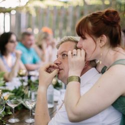 Jonas Seaman OffBeatBride 1074 - A backyard garden party wedding with yard games & cocktail recipe cards A backyard garden party wedding with yard games & cocktail recipe cards