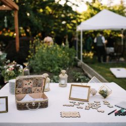 Jonas Seaman OffBeatBride 1079 - A backyard garden party wedding with yard games & cocktail recipe cards A backyard garden party wedding with yard games & cocktail recipe cards