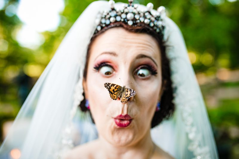 So much magic at this butterfly themed wedding in a sculpture garden