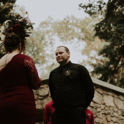 AnnieHallPhotography 132 - When a rustic forest wedding met red, black, and metal When a rustic forest wedding met red, black, and metal