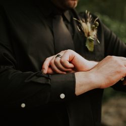 AnnieHallPhotography 262 - When a rustic forest wedding met red, black, and metal When a rustic forest wedding met red, black, and metal