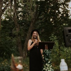 AnnieHallPhotography 320 - When a rustic forest wedding met red, black, and metal When a rustic forest wedding met red, black, and metal