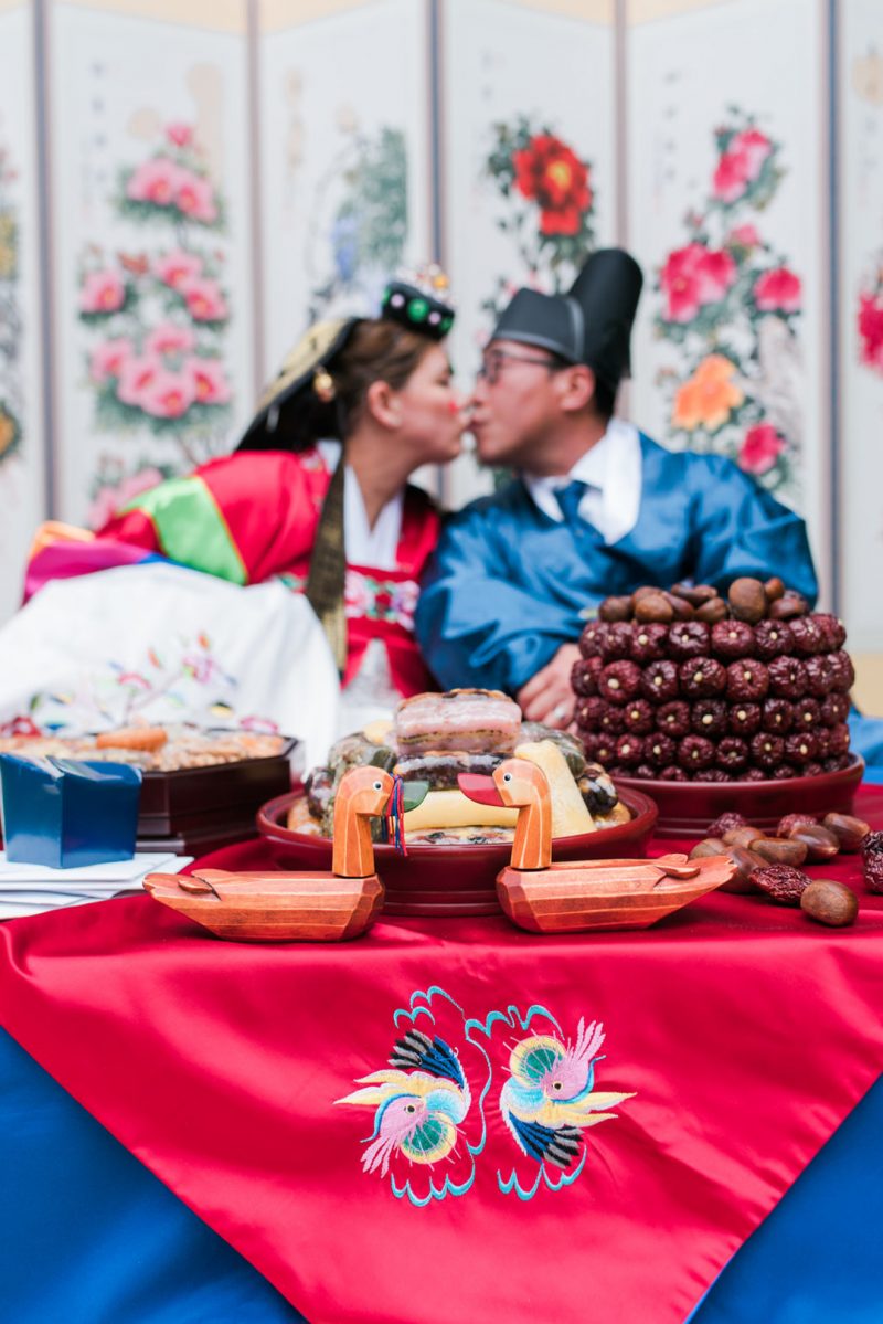 Happily ever campers: this summer camp wedding had a trail mix bar, camp mug favors, and Korean traditions