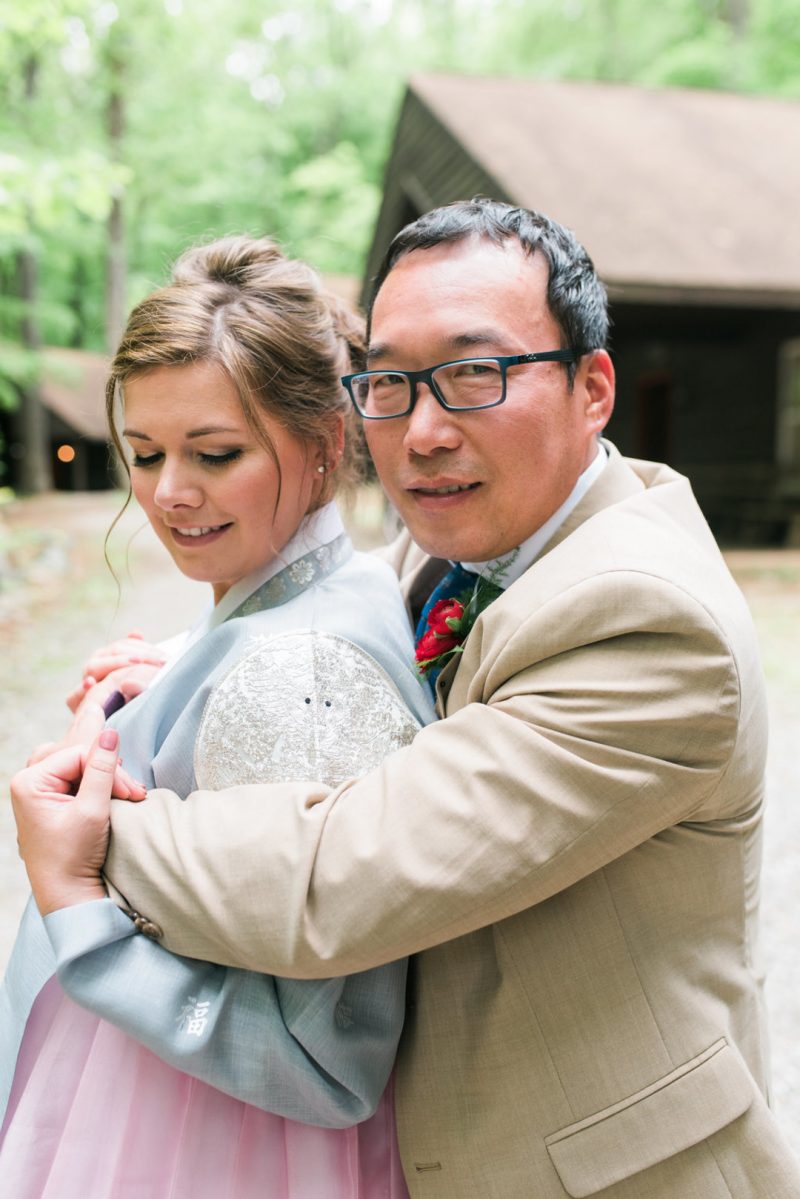 Happily ever campers: this summer camp wedding had a trail mix bar, camp mug favors, and Korean traditions
