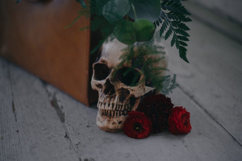 Anatomy meets embroidery at this creepy-stylish and moody wedding inspiration