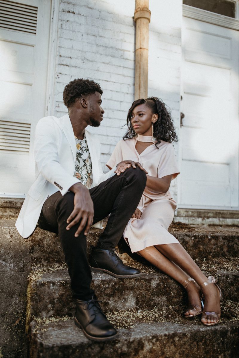 Muted industrial vibes at this tropical engagement inspiration