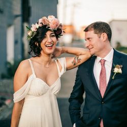 Champagne wishes & flower crown dreams at this Thursday evening dinner party wedding