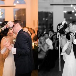 Champagne wishes & flower crown dreams at this Thursday evening dinner party wedding