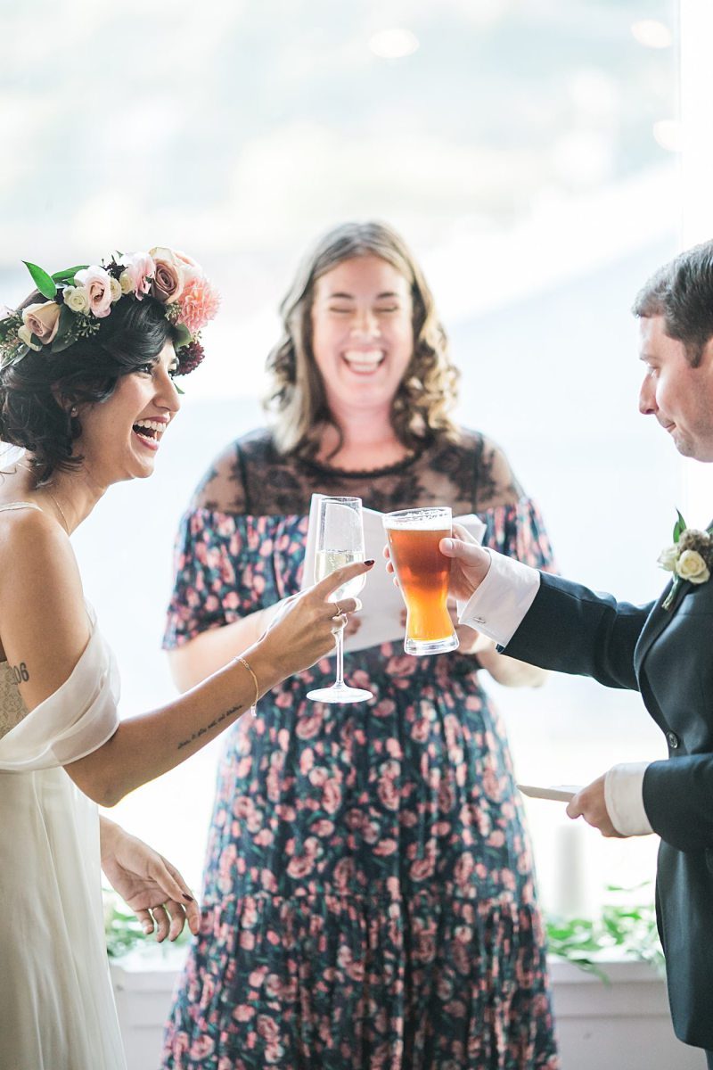 Champagne wishes & flower crown dreams at this Thursday evening dinner party wedding