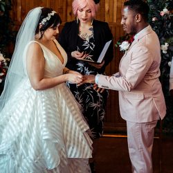 You'll need to fan yourself from the pink suit & striped dress at this romantic brunch wedding