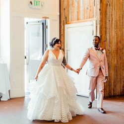 You'll need to fan yourself from the pink suit & striped dress at this romantic Sunday wedding