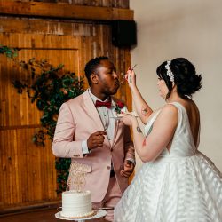 You'll need to fan yourself from the pink suit & striped dress at this romantic Sunday wedding