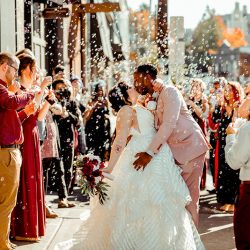 You'll need to fan yourself from the pink suit & striped dress at this romantic Sunday wedding