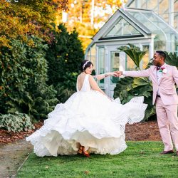 You'll need to fan yourself from the pink suit & striped dress at this romantic Sunday wedding