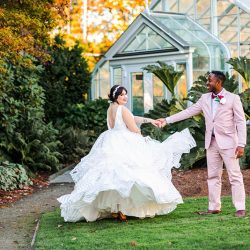 You'll need to fan yourself from the pink suit & striped dress at this romantic Sunday wedding