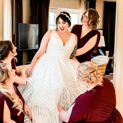 You'll need to fan yourself from the pink suit & striped dress at this romantic Sunday wedding