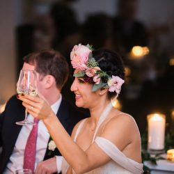 Champagne wishes & flower crown dreams at this Thursday evening dinner party wedding