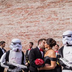 Salter Mason DragonStudio Mason261 big - This May the Fourth wedding had dancing storm troopers, original art, & a killer black dress This May the Fourth wedding had dancing storm troopers, original art, & a killer black dress