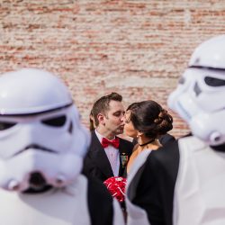 Salter Mason DragonStudio Mason266 big - This May the Fourth wedding had dancing storm troopers, original art, & a killer black dress This May the Fourth wedding had dancing storm troopers, original art, & a killer black dress