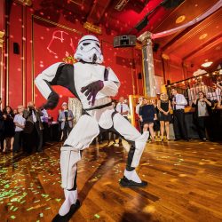 Salter Mason DragonStudio Mason518 big - This May the Fourth wedding had dancing storm troopers, original art, & a killer black dress This May the Fourth wedding had dancing storm troopers, original art, & a killer black dress