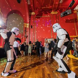 Salter Mason DragonStudio Mason560 big - This May the Fourth wedding had dancing storm troopers, original art, & a killer black dress This May the Fourth wedding had dancing storm troopers, original art, & a killer black dress