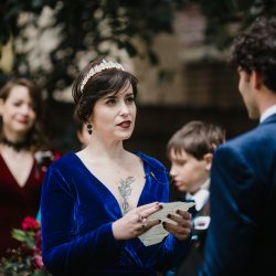 32073846918 18f38871b2 k - Check the blue velvet wedding dress and matching blazer at this a moody goth-lite wedding Velvet, vegans, & Vincent Price: a moody goth-lite wedding