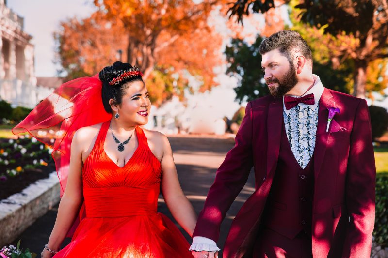 A most "strange and unusual" Beetlejuice wedding (with the movie wedding outfits!)