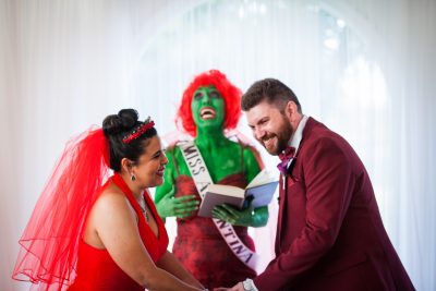 A most "strange and unusual" Beetlejuice wedding (with the movie wedding outfits!)