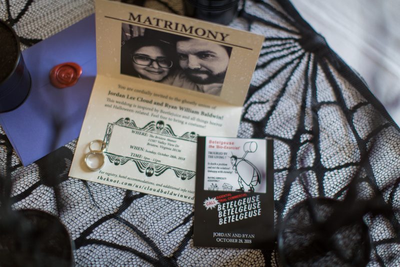 A most "strange and unusual" Beetlejuice wedding (with the movie wedding outfits!)