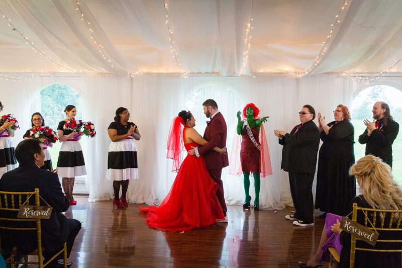 A most "strange and unusual" Beetlejuice wedding (with the movie wedding outfits!)