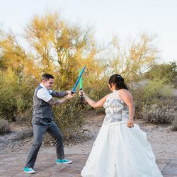 A magical blend of cultures: a Navajo Irish mountain wedding meets Star Wars