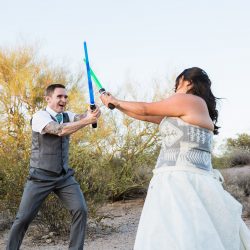 A magical blend of cultures: a Navajo Irish mountain wedding meets Star Wars