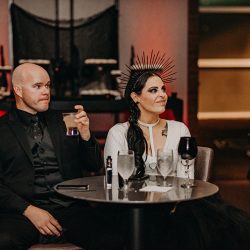 tiffany.halloween.goth .wedding.atlanta.photography 0641 - This Atlanta goth chic wedding had a headpiece to die for tiffany.halloween.goth .wedding.atlanta.photography 0641