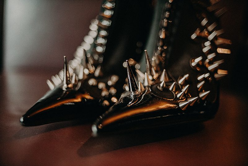 This Atlanta goth chic wedding had a headpiece to die for