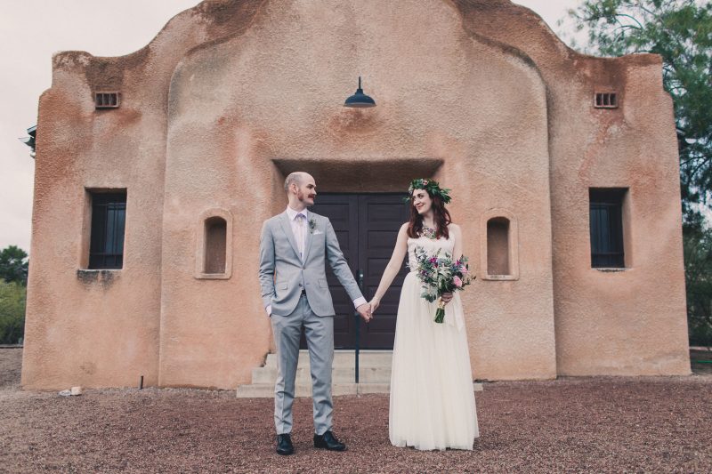 A chapel in Tuscon & playing their own reception: a fab desert New Year's Eve wedding